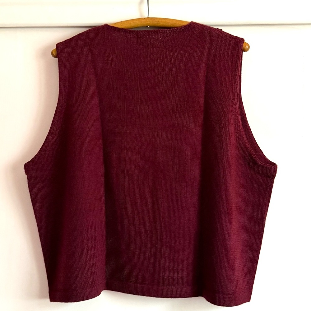 Vintage Pendleton Vest Waistcoat Sleeveless Sweater 2x Maroon embroidered NWOT - Picture 5 of 5